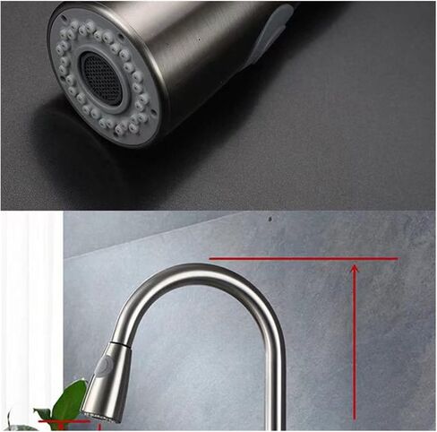 Hot and Cold Faucet Single Hole Pull-Out Kitchen Sink Mixer Faucet Water Jet Mixer Deck Mounted Brushed Nickel Kitchen Faucet(Silver B2) in Saudi Arabia