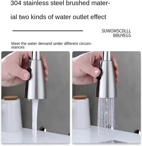 Hot and Cold Faucet Single Hole Pull-Out Kitchen Sink Mixer Faucet Water Jet Mixer Deck Mounted Brushed Nickel Kitchen Faucet(Silver B2) in Saudi Arabia