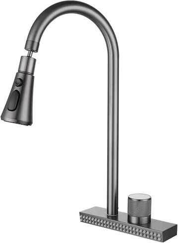 Waterfall Grey Sink Kitchen Faucet Hot Cold Mixer Wash Basin Multiple Water Outlets Rotation Flying Rain Tap Single Hole(Upgrade Version) in Saudi Arabia