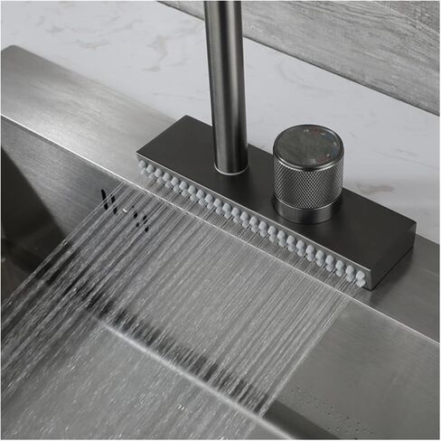 Waterfall Grey Sink Kitchen Faucet Hot Cold Mixer Wash Basin Multiple Water Outlets Rotation Flying Rain Tap Single Hole(Upgrade Version) in Saudi Arabia