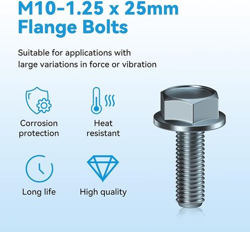 M10x1.25 BOLT 25MM HEX HEX HEX شفة المسمار متوافق مع معظم العلامات التجارية لـ ATV UTV QUART 4 ​​Wheeler GO KARTS MINI BIKE CAR TRACK MAW in Saudi Arabia