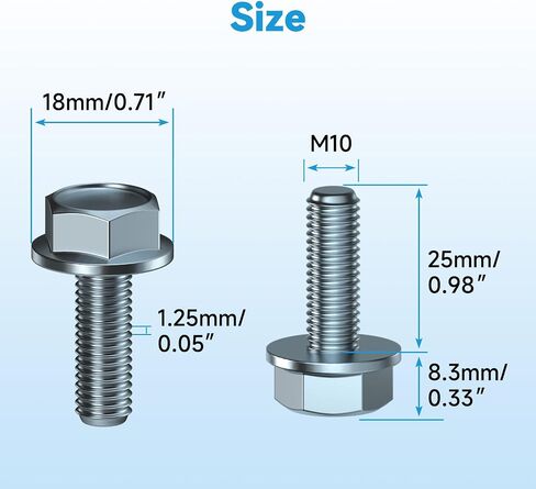 M10x1.25 BOLT 25MM HEX HEX HEX شفة المسمار متوافق مع معظم العلامات التجارية لـ ATV UTV QUART 4 ​​Wheeler GO KARTS MINI BIKE CAR TRACK MAW in Saudi Arabia