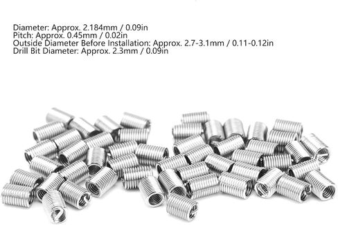 50pcs Wire Thread Insert Kit, 304 Stainless Steel NPT UNC 2-56 x 1-3D 0.435P Screws Sleeve Assortment Helical Type Coiled for Automotive Repairs(3D) in Saudi Arabia