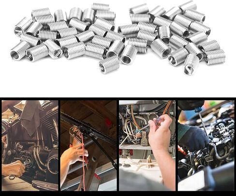 50pcs Wire Thread Insert Kit, 304 Stainless Steel NPT UNC 2-56 x 1-3D 0.435P Screws Sleeve Assortment Helical Type Coiled for Automotive Repairs(3D) in Saudi Arabia