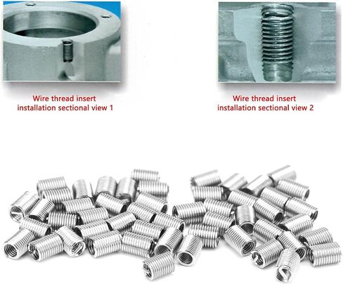50pcs Wire Thread Insert Kit, 304 Stainless Steel NPT UNC 2-56 x 1-3D 0.435P Screws Sleeve Assortment Helical Type Coiled for Automotive Repairs(3D) in Saudi Arabia