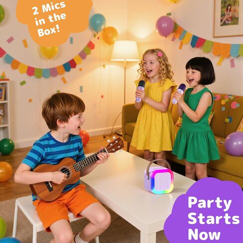 Fede Karaoke Machine for Kids Adults, Mini Karaoke Machine with 2 Wireless Microphones, Portable Bluetooth Speaker with Voice Changing Effects & LED Lights, Best Gifts Toys for Girls and Boys in Saudi Arabia
