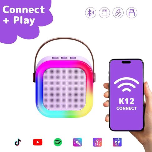 Fede Karaoke Machine for Kids Adults, Mini Karaoke Machine with 2 Wireless Microphones, Portable Bluetooth Speaker with Voice Changing Effects & LED Lights, Best Gifts Toys for Girls and Boys in Saudi Arabia