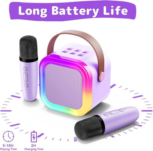 Fede Karaoke Machine for Kids Adults, Mini Karaoke Machine with 2 Wireless Microphones, Portable Bluetooth Speaker with Voice Changing Effects & LED Lights, Best Gifts Toys for Girls and Boys in Saudi Arabia