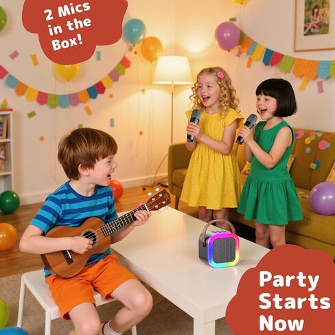 Fede Karaoke Machine for Kids Adults, Mini Karaoke Machine with 2 Wireless Microphones, Portable Bluetooth Speaker with Voice Changing Effects & LED Lights, Best Gifts Toys for Girls and Boys in Saudi Arabia