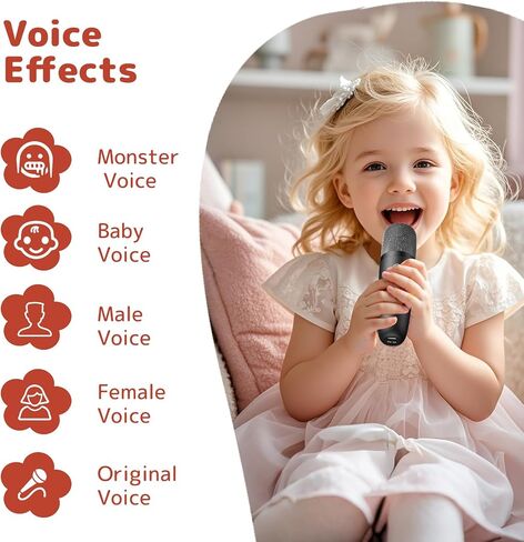 Fede Karaoke Machine for Kids Adults, Mini Karaoke Machine with 2 Wireless Microphones, Portable Bluetooth Speaker with Voice Changing Effects & LED Lights, Best Gifts Toys for Girls and Boys in Saudi Arabia