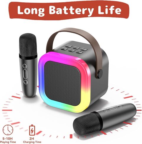 Fede Karaoke Machine for Kids Adults, Mini Karaoke Machine with 2 Wireless Microphones, Portable Bluetooth Speaker with Voice Changing Effects & LED Lights, Best Gifts Toys for Girls and Boys in Saudi Arabia