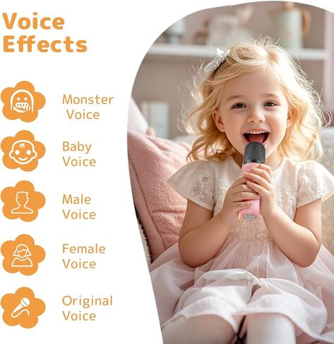 Fede Karaoke Machine for Kids Adults, Mini Karaoke Machine with 2 Wireless Microphones, Portable Bluetooth Speaker with Voice Changing Effects & LED Lights, Best Gifts Toys for Girls and Boys in Saudi Arabia
