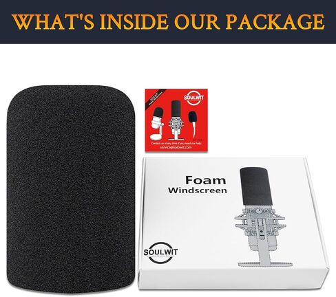 Soulwit Soulwit Microphone Foam Cover Filter for Hyperx Quadcast/Quadcast S/Quadcast 2S Microphone مجموعات ميكروفون ، الزجاج الأمامي مع رغوة عالية الكثافة - أسود in Kuwait