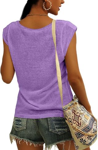 Women's Cap Sleeve Tank Tops Summer Casual T-Shirt Loose Fit Basic Tees Shirts Trendy Solid Color Tshirts Workout Tanks Top in Saudi Arabia