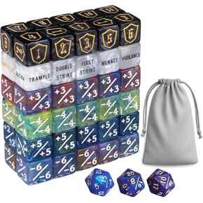63 PCS MTG DICE عدادات ذات قدرات رئيسية لعدادات الكلمات الرئيسية وعدادات الحياة MTG ، و DICE SET لألعاب MTG و TCG وألعاب الورق ، وسحر ملحقات التجمع in Kuwait