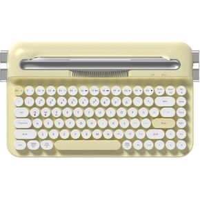 لوحة مفاتيح Ajazz AF84 اللاسلكية للآلة ، اتصال بلوتوث/2.4 جرام ، وتصميم جمالي رجعية لطيف مع موقف متكامل للقرص والهاتف والكمبيوتر الشخصي و WIN/MAC/Android Yellow in Kuwait