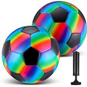 Retisee 2 PCS Rainbow Soccer Ball مع المضخة الرسمية الحجم الداخلي في الهواء الطلق ناعمة كرة القدم القابلة للنفخ للطفل للطفل في سن المراهقة للبالغين لممارسة لعبة in Kuwait
