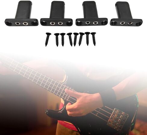 Generic 4 String Guitar Locking Nut Bass Guitar Bridge Strings Locks Compact Easy Mounting Spare Parts, Black in Saudi Arabia