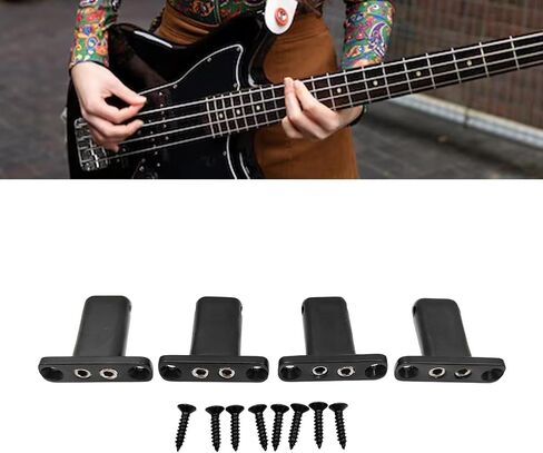 Generic 4 String Guitar Locking Nut Bass Guitar Bridge Strings Locks Compact Easy Mounting Spare Parts, Black in Saudi Arabia