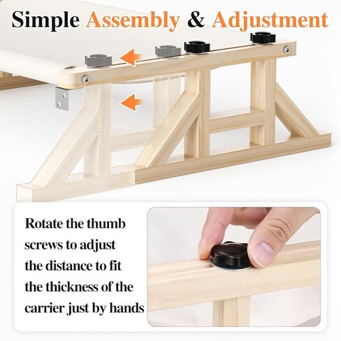 Tresbro 2-in-1 Cat Window Perch & Elevated Cat Hammock, 15.7" W*10.2" H*18.9" L Wooden Frame Pet Bed for Indoor Cats, Easy Setup, Adjustable, No Drilling, Cats Perch for Window, Bedside, Ground in Kuwait