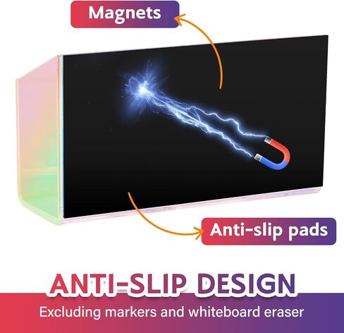 Magnetic Dry Erase Marker Holder for Whiteboard，Acrylic Magnetic Pen Holder for Fridge, 2 Compartments Whiteboard for Office, Home, Locker(Clear) in Kuwait