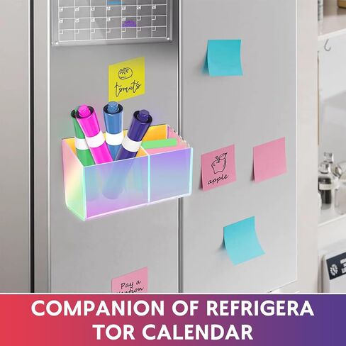Magnetic Dry Erase Marker Holder for Whiteboard，Acrylic Magnetic Pen Holder for Fridge, 2 Compartments Whiteboard for Office, Home, Locker(Clear) in Kuwait