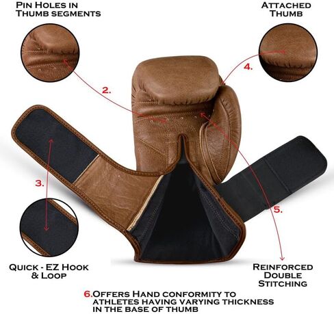 Durable Cowhide Leather Boxing Gloves for Men & Women | Ideal for Punching Bag, Sparring, MMA, Muay Thai, Kickboxing & Martial Arts | Maximum Protection Training Gloves in Kuwait