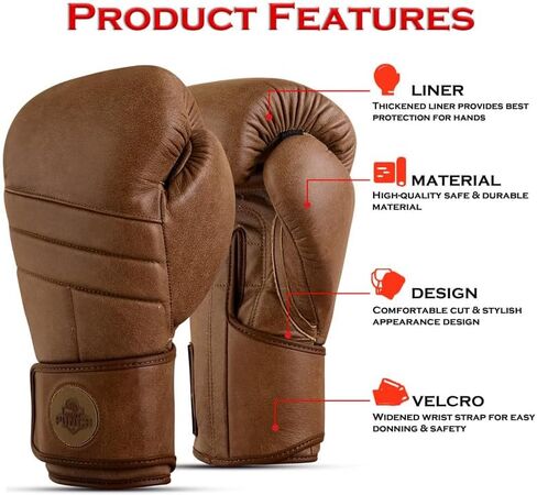Durable Cowhide Leather Boxing Gloves for Men & Women | Ideal for Punching Bag, Sparring, MMA, Muay Thai, Kickboxing & Martial Arts | Maximum Protection Training Gloves in Kuwait