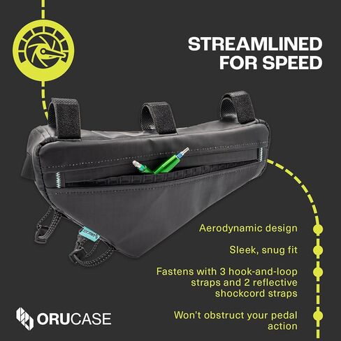 حزمة إطار Orucase Mini HC - مقاومة للماء ، حقيبة دراجة صغيرة - Universal و Triangle Cycling Cycling - Road و Gravel و MTB Bicycle Accessories ، 2.4 L ، Black in Kuwait