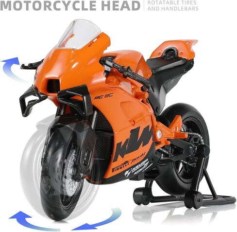Risopen 1:18 Motorcycle Model Toy for KTM RC 8C Metal Die-cast with Plastic Motorcycle Model for Welly No Assembly Required Mini Finished Moto Gift for Adult（Black） in Kuwait