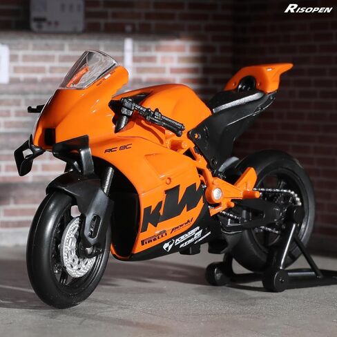 Risopen 1:18 Motorcycle Model Toy for KTM RC 8C Metal Die-cast with Plastic Motorcycle Model for Welly No Assembly Required Mini Finished Moto Gift for Adult（Black） in Kuwait