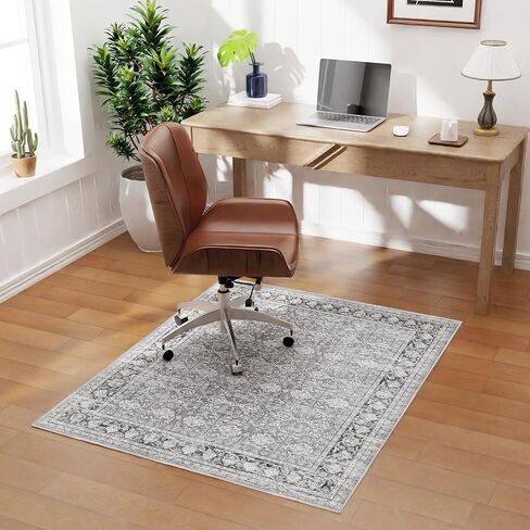 Blue&Black Checkered Diamond-Pattern Computer Chair Mat for Hardwood, 36" x 48"Office Mat for Hardwood Floor with Non-Slip Back, HeavyDuty Office Chair Rug for Hardfloor, Floor Protector, 91.5X122-bk in Saudi Arabia