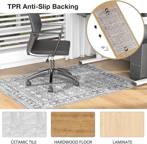 Blue&Black Checkered Diamond-Pattern Computer Chair Mat for Hardwood, 36" x 48"Office Mat for Hardwood Floor with Non-Slip Back, HeavyDuty Office Chair Rug for Hardfloor, Floor Protector, 91.5X122-bk in Saudi Arabia