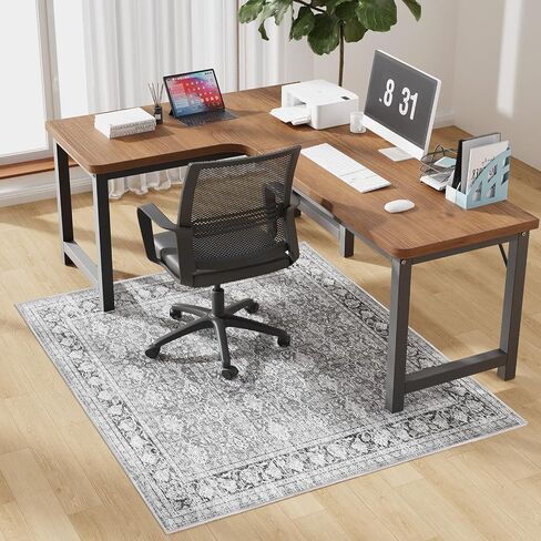Blue&Black Checkered Diamond-Pattern Computer Chair Mat for Hardwood, 36" x 48"Office Mat for Hardwood Floor with Non-Slip Back, HeavyDuty Office Chair Rug for Hardfloor, Floor Protector, 91.5X122-bk in Saudi Arabia