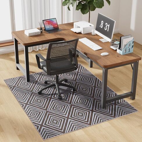 Blue&Black Checkered Diamond-Pattern Computer Chair Mat for Hardwood, 36" x 48"Office Mat for Hardwood Floor with Non-Slip Back, HeavyDuty Office Chair Rug for Hardfloor, Floor Protector, 91.5X122-bk in Saudi Arabia
