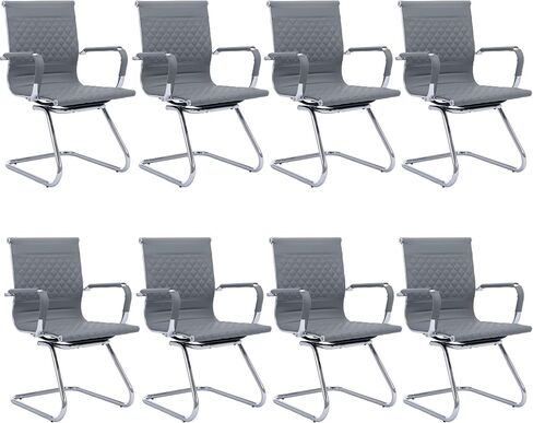 Office Chairs - Set of 2 Modern PU Leather Desk Chairs for Reception, Waiting Room & Conference Room - Mid Back, Navy in Saudi Arabia