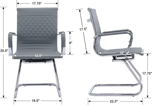 Office Chairs - Set of 2 Modern PU Leather Desk Chairs for Reception, Waiting Room & Conference Room - Mid Back, Navy in Saudi Arabia
