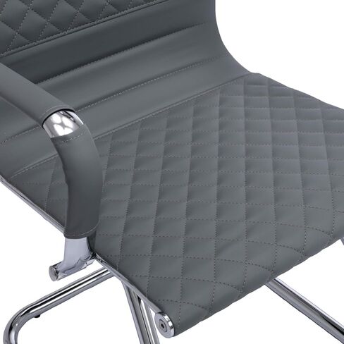 Office Chairs - Set of 2 Modern PU Leather Desk Chairs for Reception, Waiting Room & Conference Room - Mid Back, Navy in Saudi Arabia