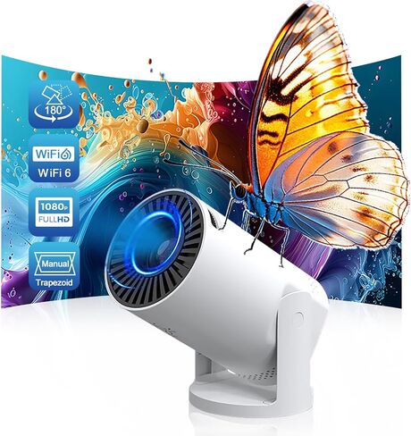 Wireless Mini Projector with WIFI 6 and Bluetooth, 4K 1080P Support Portable Projector 180° Rotatable. 17"-130" Screen Video Projector. Compatible for Smartphone, Laptop, PC(Q5 mate) in Saudi Arabia