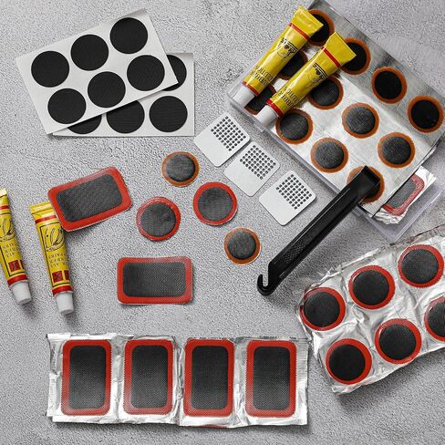 Tallew 72 PCS Bike Replip Relation مع 50 PCS Patcanizing Patches ، 12 PCS Premed Patches ، 4 PCS Vulcanizing Fluid ، 4 PCS Metal Rasp و 2 PCS Plastic Ravers لدراجة الدراجات النارية ركوب الدراجات. in Saudi Arabia