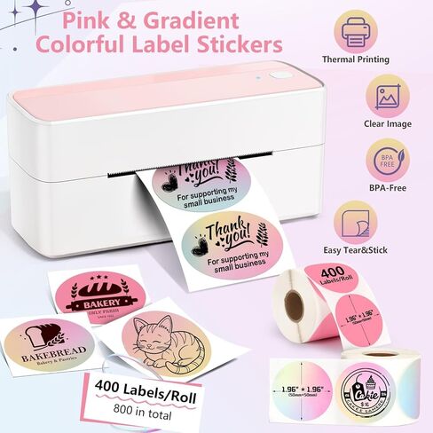 3x2'' Holographic Thermal Labels,3 Rolls Square Label Sticker for Phomemo 241BT for MUNBYN 130B/RW402B Printer,600Pcs Waterproof Label Paper for Address/Logo/Barcode/Price/Thanks in Kuwait