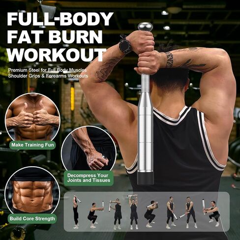 Adjustable Premium Steel Club for Strength Training, 6-in-1 Indian Club for Full Body Workouts, Rehab, Stretching & Rotational Training, 6 Weight Options(6.3-17.6Lbs) Mace for Men & Women in Saudi Arabia