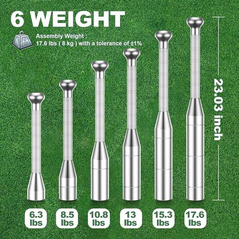 Adjustable Premium Steel Club for Strength Training, 6-in-1 Indian Club for Full Body Workouts, Rehab, Stretching & Rotational Training, 6 Weight Options(6.3-17.6Lbs) Mace for Men & Women in Saudi Arabia