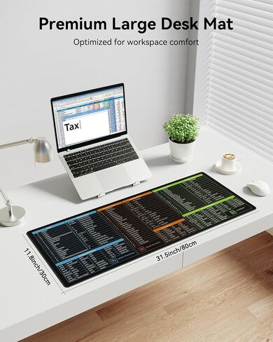 Excel Cheat Sheet Desk Pad, 31.5"X11.8" Excel Cheat Sheet Desk Mat, Excel Mouse Pad Shortcuts, Non-Slip Excel Shortcuts Mousepad, Contains Major Excel Function Modules (Excel Shortcuts, 31.5" x 11.8") in Saudi Arabia