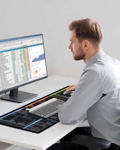 Excel Cheat Sheet Desk Pad, 31.5"X11.8" Excel Cheat Sheet Desk Mat, Excel Mouse Pad Shortcuts, Non-Slip Excel Shortcuts Mousepad, Contains Major Excel Function Modules (Excel Shortcuts, 31.5" x 11.8") in Saudi Arabia