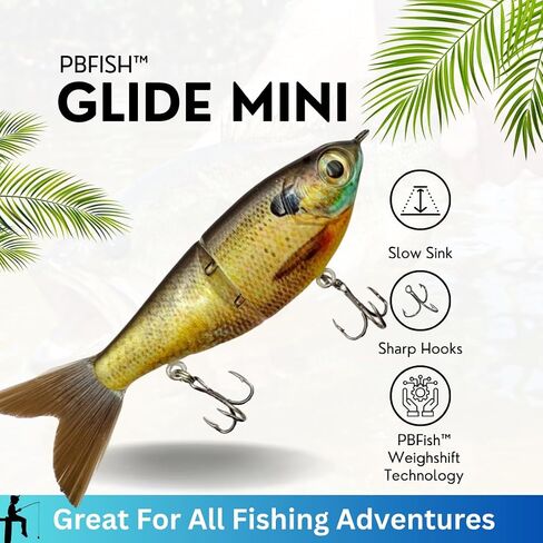 PBFish MINI Glide Bait Slow Sinking Wide S Motion Smooth Glide Strong Hooks 4 Inches Bass Musky Pike in Kuwait