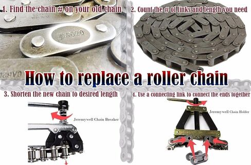 Jeremywell 60-2r Strand Duplex Duplex Roller سلسلة 10 أقدام مع رابط توصيل واحد in Kuwait