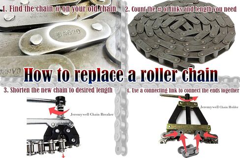 Jeremywell 60-2r Strand Duplex Duplex Roller سلسلة 10 أقدام مع رابط توصيل واحد in Kuwait