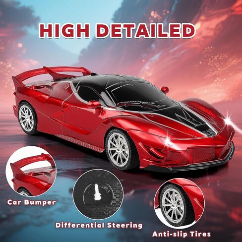 Remote Control Racing Car, 1:18 High Speed RC Cars Toys for Boys Girls, Vehicle Toy with Lights & Controller, Christmas Birthday Gifts for Kids Age 3+ (Pink) in Saudi Arabia