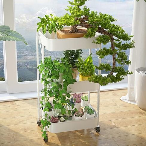 Slim Rolling Storage Cart for,Kitchen Utility Car， for Beauty Craft Art Mobile Utility Cart(White) in Saudi Arabia